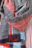 Chevron Knit Striped Shawl Scarf