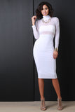 Twofer Mock Neck Mesh Dress