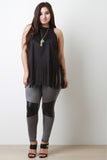 Sleeveless Suede Fringe Hem Top