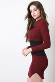 Contrast Panel Crew Neck Mini Dress