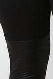 Vegan Leather Contrast Panel Basic Leggings