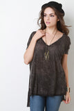 Mineral Dye Deep V-Neck High-Low Top