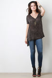 Mineral Dye Deep V-Neck High-Low Top