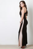 Sleeveless Sculpture Flared Maxi Dress