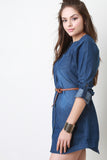 Belted Denim Button-Up Dress