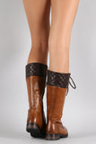 Quilted Lace Up Combat Knee High Boots