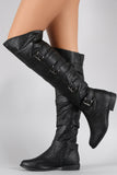 Buckle Strapped Riding Over-The-Knee Boots