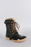 Fleece Ankle Cuff Lace Up Duck Ankle Boots