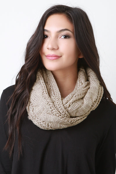 Loose Cable Knit Infinity Scarf