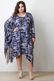 Tie Dye Dolman Sleeve Asymmetrical Dress