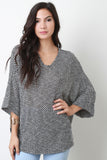 Marled Knit Chevron Loose Fit Dolman Sleeves Top