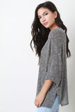 Marled Knit Chevron Loose Fit Dolman Sleeves Top