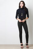 Rib Accent Stretch Knit Leggings