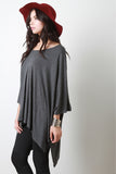 Oversized Drape Dolman Sleeves High Low Top