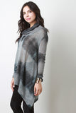 Tie Dye Turtleneck Asymmetrical Long Sleeves Sweater Top