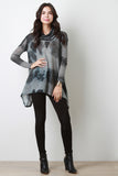 Tie Dye Turtleneck Asymmetrical Long Sleeves Sweater Top