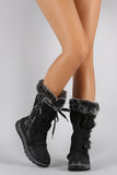 Liliana Faux Fur Cuff Lace Up Mid Calf Snow Boots