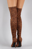 Liliana Leopard Pointy Toe Stiletto Over-The-Knee Boots