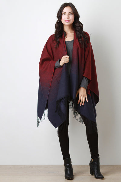 Ombre Woven Fringe Cape