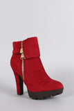 Wild Diva Lounge Fold Over Cuff Lug Platform Booties