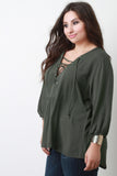 Lace Up Long Sleeved Tunic Top