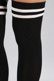 Double Stripe Textured Thigh High Socks