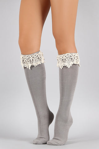 Crochet Cuff Knee High Socks