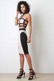 Choker Caged Two-Tone Strapless Crop Top