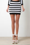 Shimmer Horizontal Stripe Bandage Mini Skirt