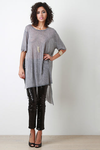 Semi-Sheer Oversize Side Slit Tee