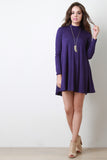 Mock Neck Long Sleeve Shift Dress