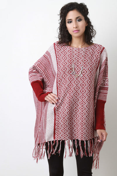 Tribal Diamond Knit Dolman Sweater Top