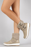 Qupid Sweater Shaft Snow Buckle Booties