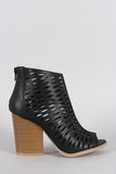 Qupid Webbed Cage Peep Toe Booties