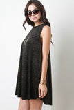 Velvet Glitter Sleeveless High Low Flare Cocktail Dress