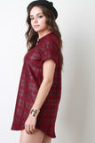 Plaid Rolled Sleeves Tunic T-Shirt Dress