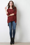 Slit Dolman Sleeves High Low Top