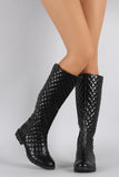 Quilted Round Toe Riding Knee High Boots