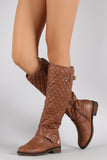 Quilted Buckled Riding Knee High Boots