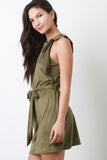 Ruffle Sleeve Vegan Suede Dress