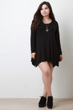 Long Sleeve Handkerchief Mini Tunic Dress