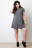 Melange Ribbed Relaxed Keyhole Dress