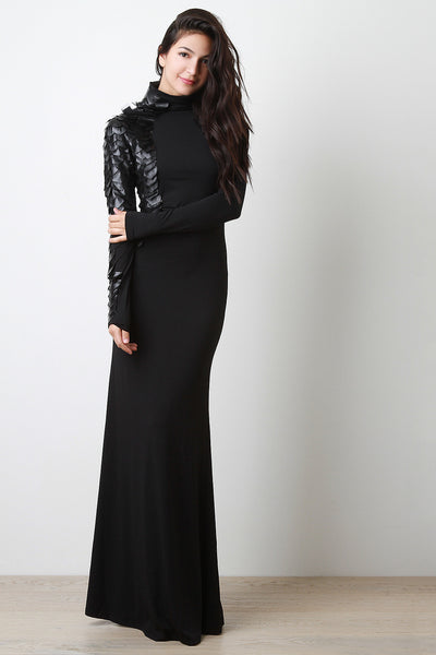 Vegan Leather Scale Maxi Dress