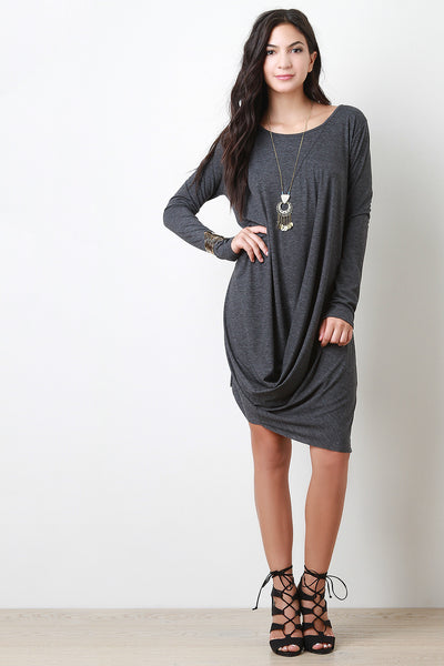 Long Sleeve Drape Hem Dress