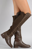 Liliana Pyramid Studded Riding Knee High Boots