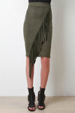 Diagonal Fringe Vegan Suede Skirt