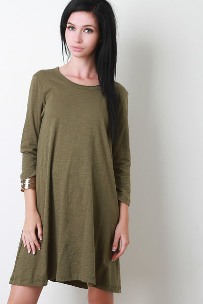 Distress Jersey Knit Tunic Dress