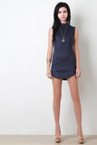 Vegan Suede Mock Neck Sleeveless Mini Dress