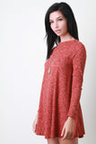 Long Sleeve Ribbed Knit Shift Dress