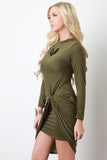 Knotted Overlap Long Sleeve Dress